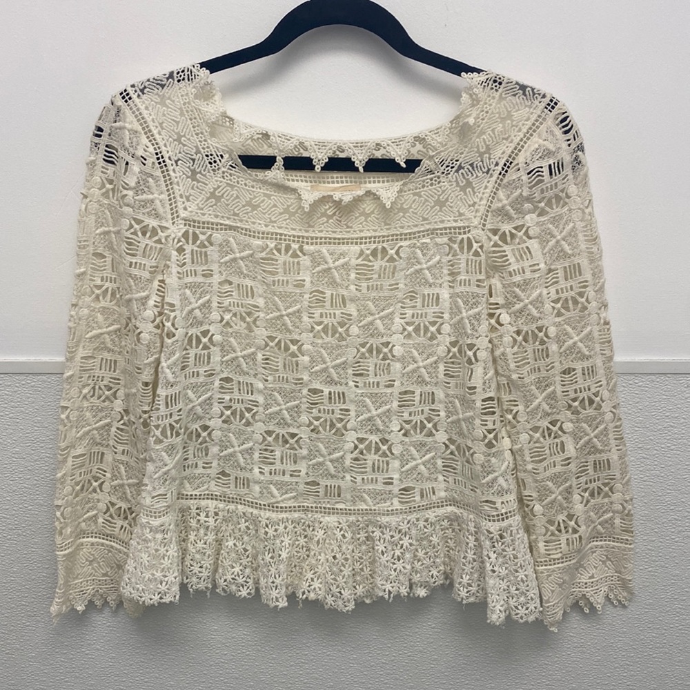 Rebecca Taylor cream crochet top - Excellent condition!